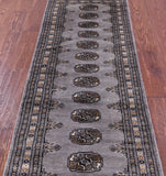 Grey Bokhara Handmade Wool Runner Rug - 2' 1" X 5' 10"