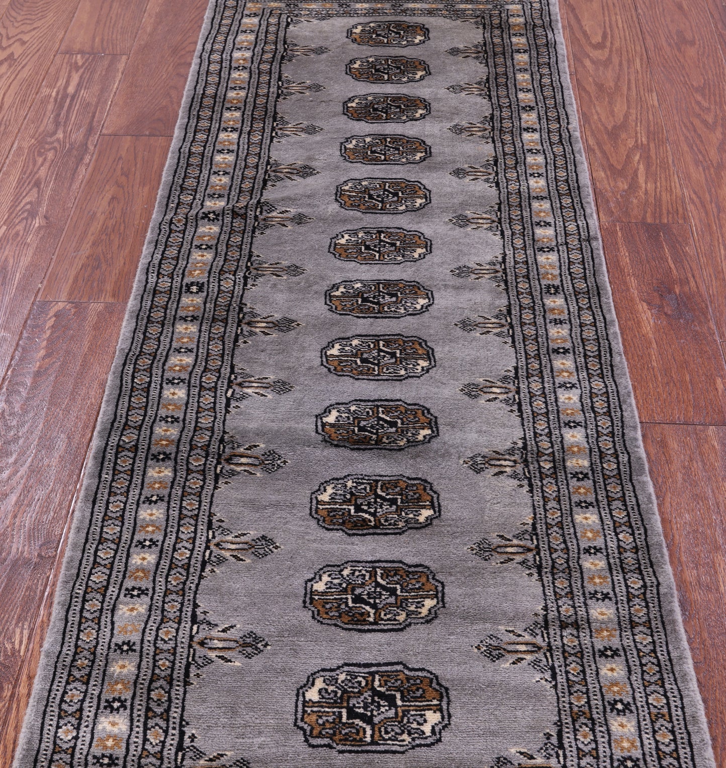 Grey Bokhara Handmade Wool Runner Rug - 2' 1" X 5' 10"