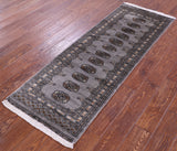 Grey Bokhara Handmade Wool Runner Rug - 2' 1" X 5' 10"