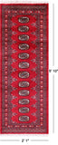 Red Bokhara Handmade Wool Runner Rug - 2' 1" X 5' 10"