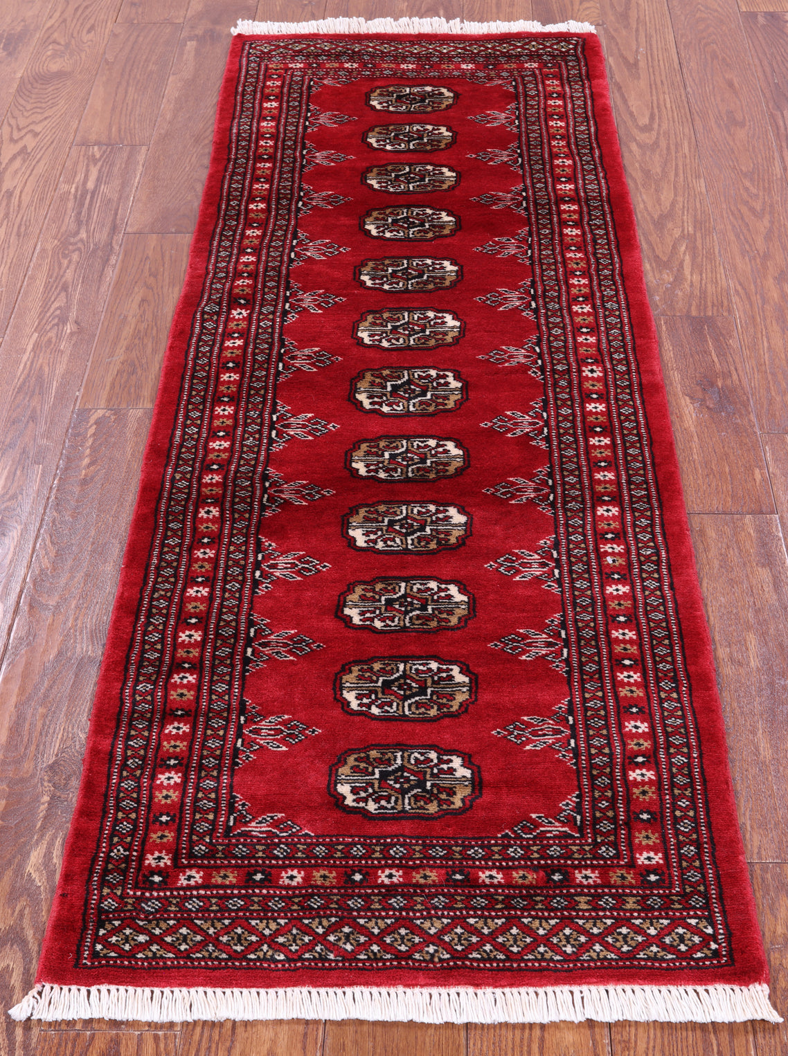 Red Bokhara Handmade Wool Runner Rug - 2' 1" X 5' 10"