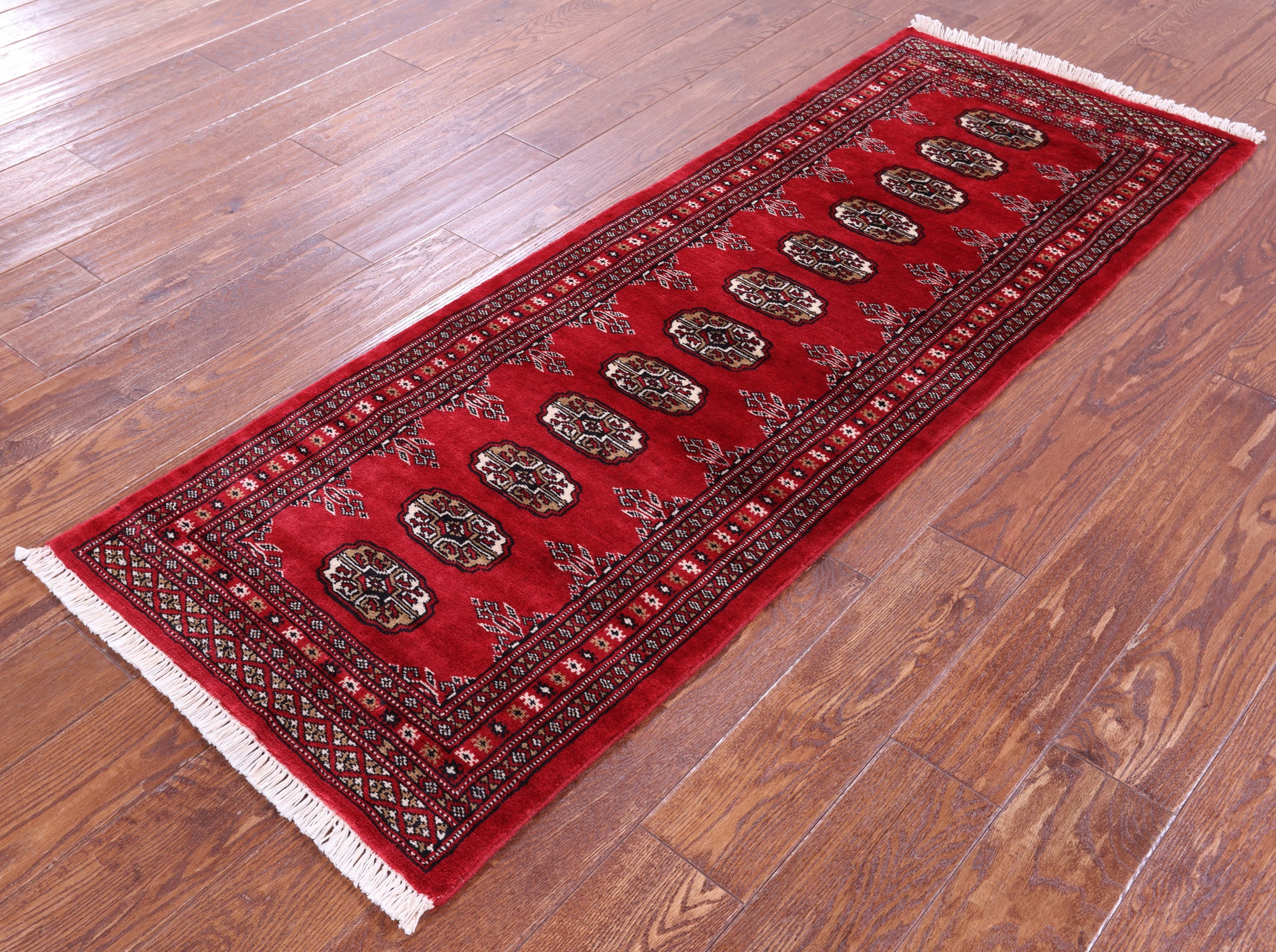 Red Bokhara Handmade Wool Runner Rug - 2' 1" X 5' 10"