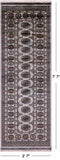 Grey Bokhara Handmade Wool Runner Rug - 2' 7" X 7' 7"