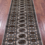 Grey Bokhara Handmade Wool Runner Rug - 2' 7" X 7' 7"