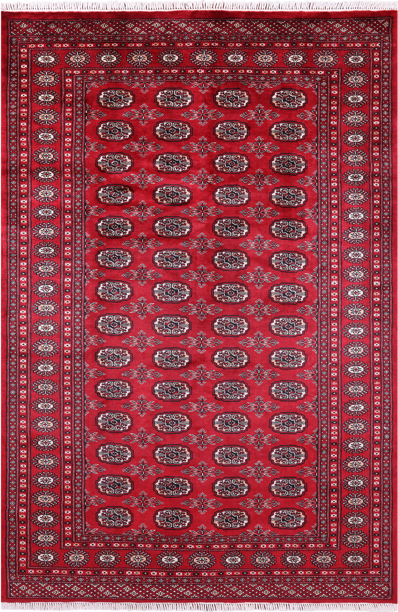 Red Bokhara Hand-Knotted Wool Rug - 5' 1" X 7' 9"
