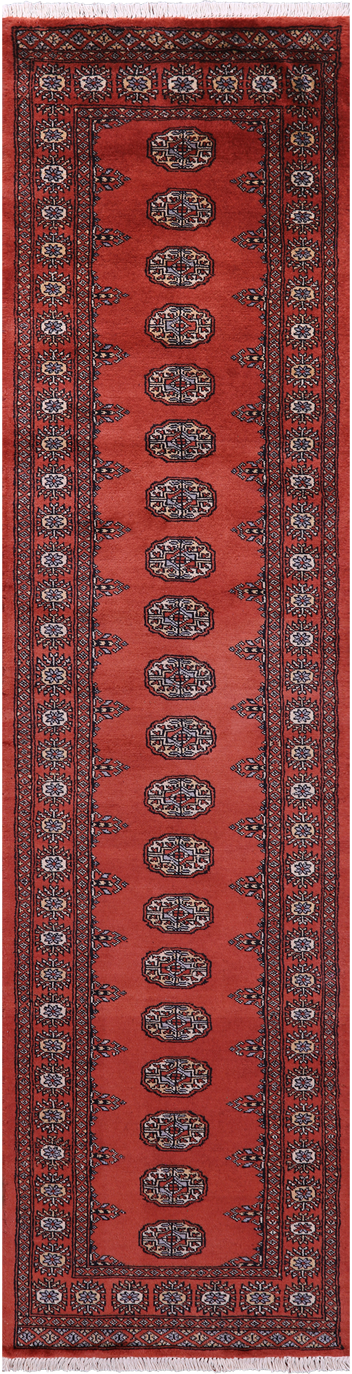 Rust Bokhara Handmade Wool Runner Rug - 2' 6" X 10' 1"