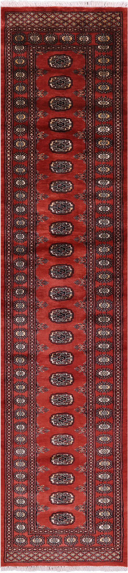 Rust Bokhara Handmade Wool Runner Rug - 2' 6" X 11' 5"