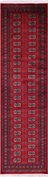 Red Bokhara Handmade Wool Runner Rug - 2' 7" X 9' 5"