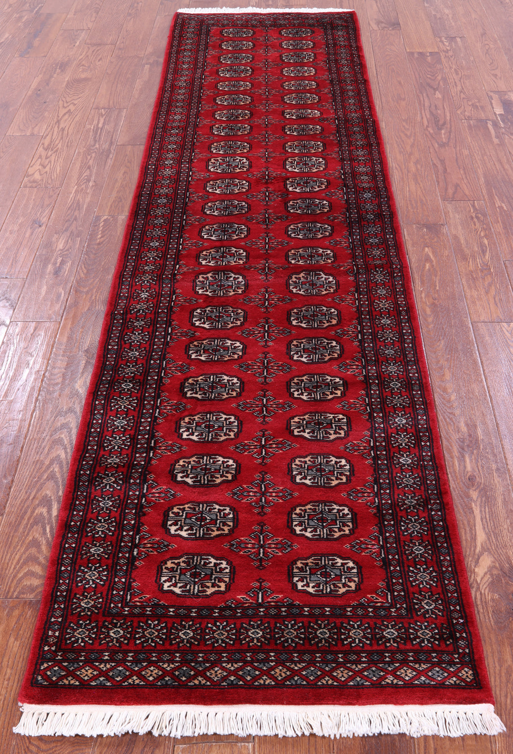 Red Bokhara Handmade Wool Runner Rug - 2' 7" X 9' 5"
