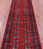 Red Bokhara Handmade Wool Runner Rug - 2' 7" X 9' 5"