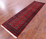Red Bokhara Handmade Wool Runner Rug - 2' 7" X 9' 5"