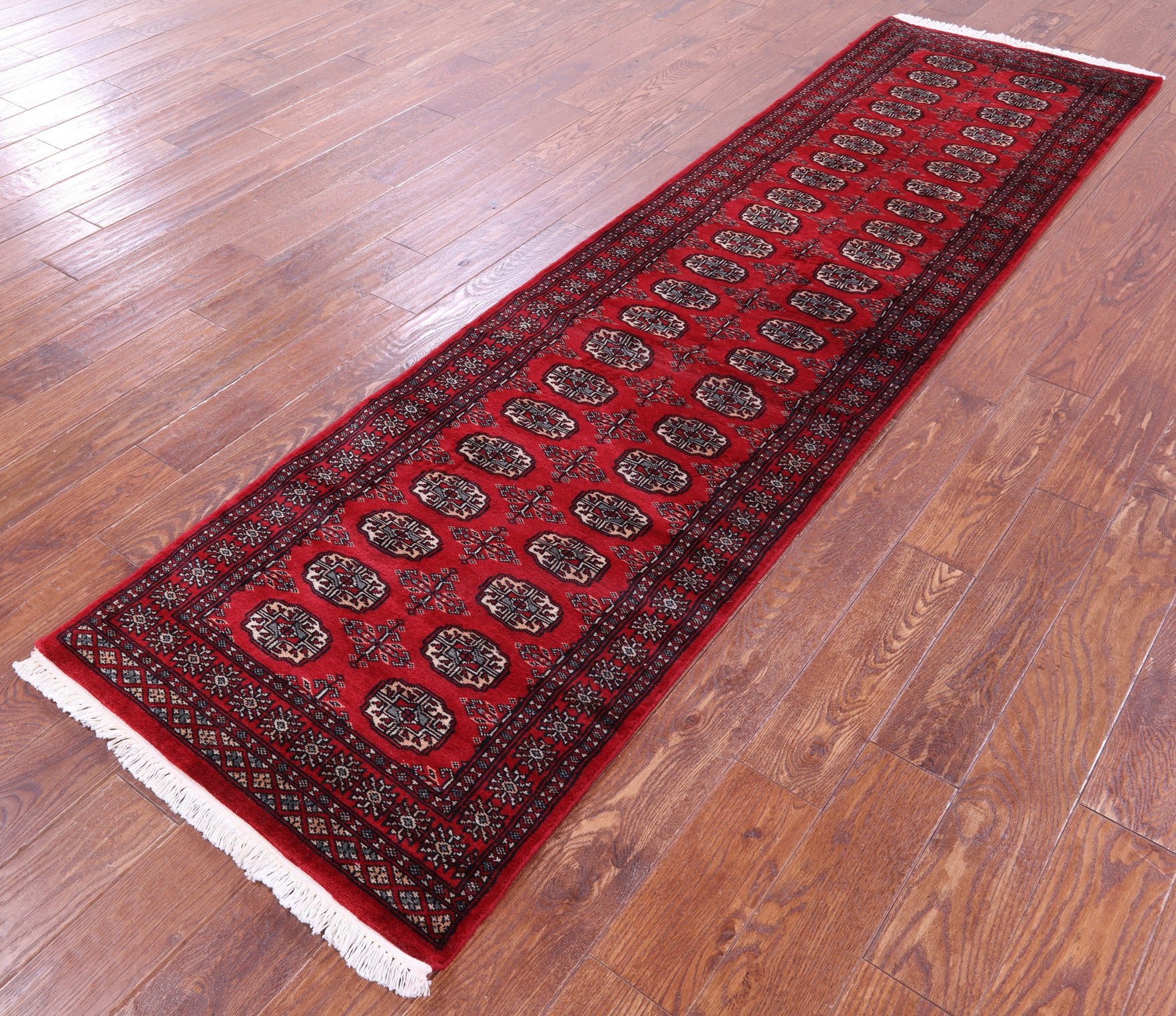 Red Bokhara Handmade Wool Runner Rug - 2' 7" X 9' 5"