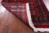 Red Bokhara Handmade Wool Runner Rug - 2' 7" X 9' 5"