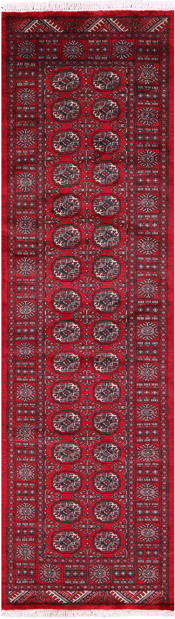 Red Bokhara Handmade Wool Runner Rug - 2' 6" X 9' 0"