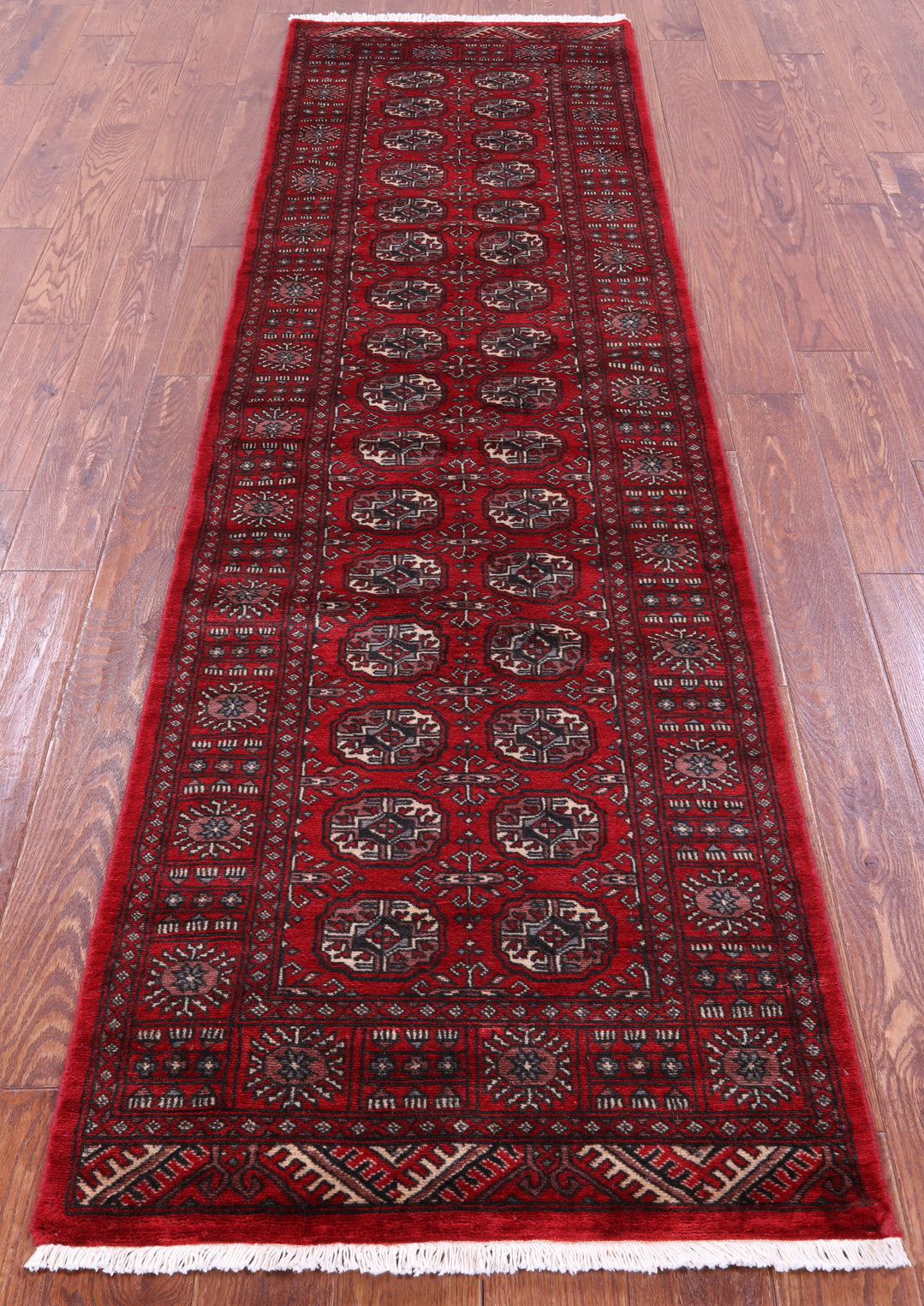 Red Bokhara Handmade Wool Runner Rug - 2' 6" X 9' 0"