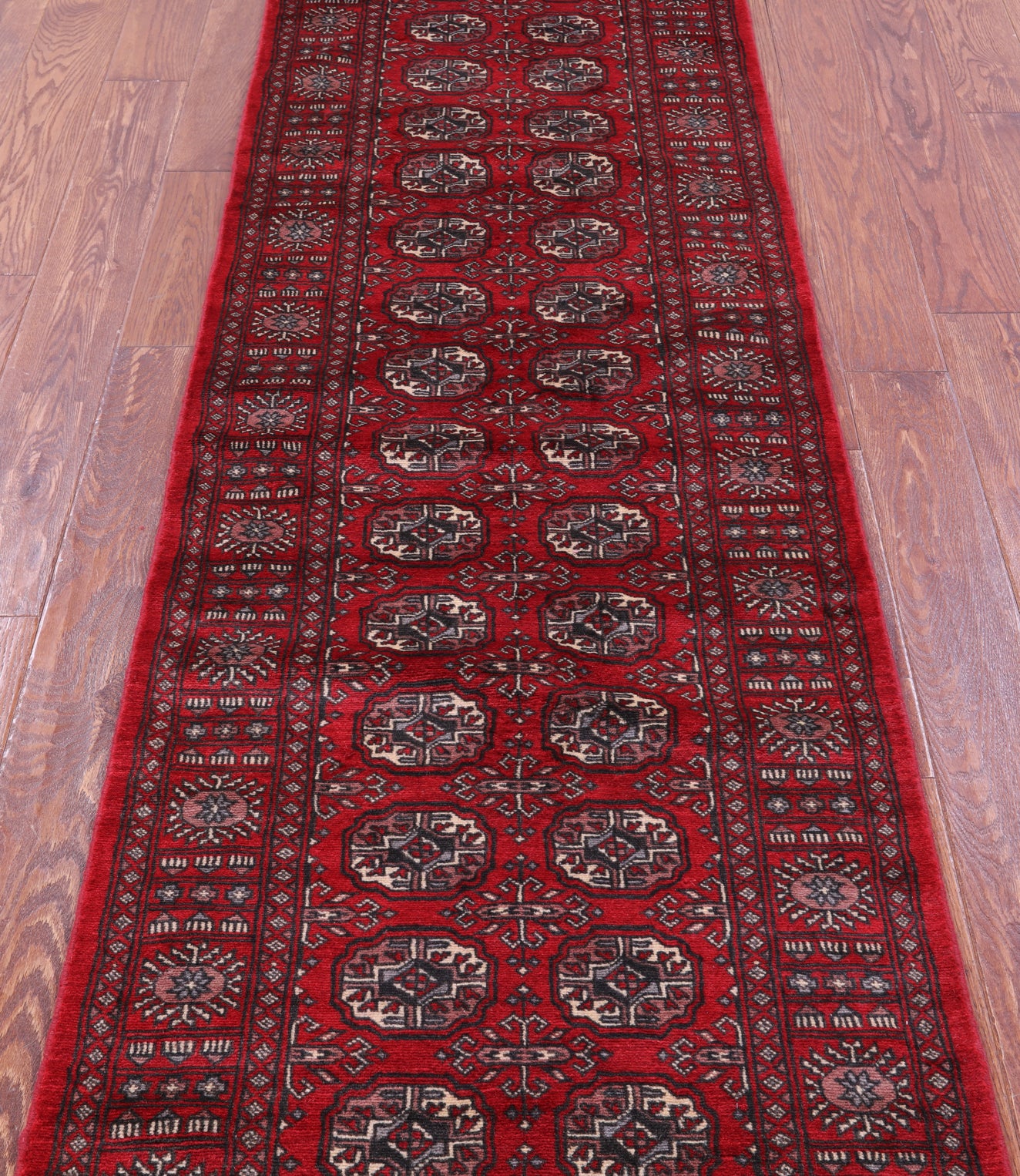 Red Bokhara Handmade Wool Runner Rug - 2' 6" X 9' 0"
