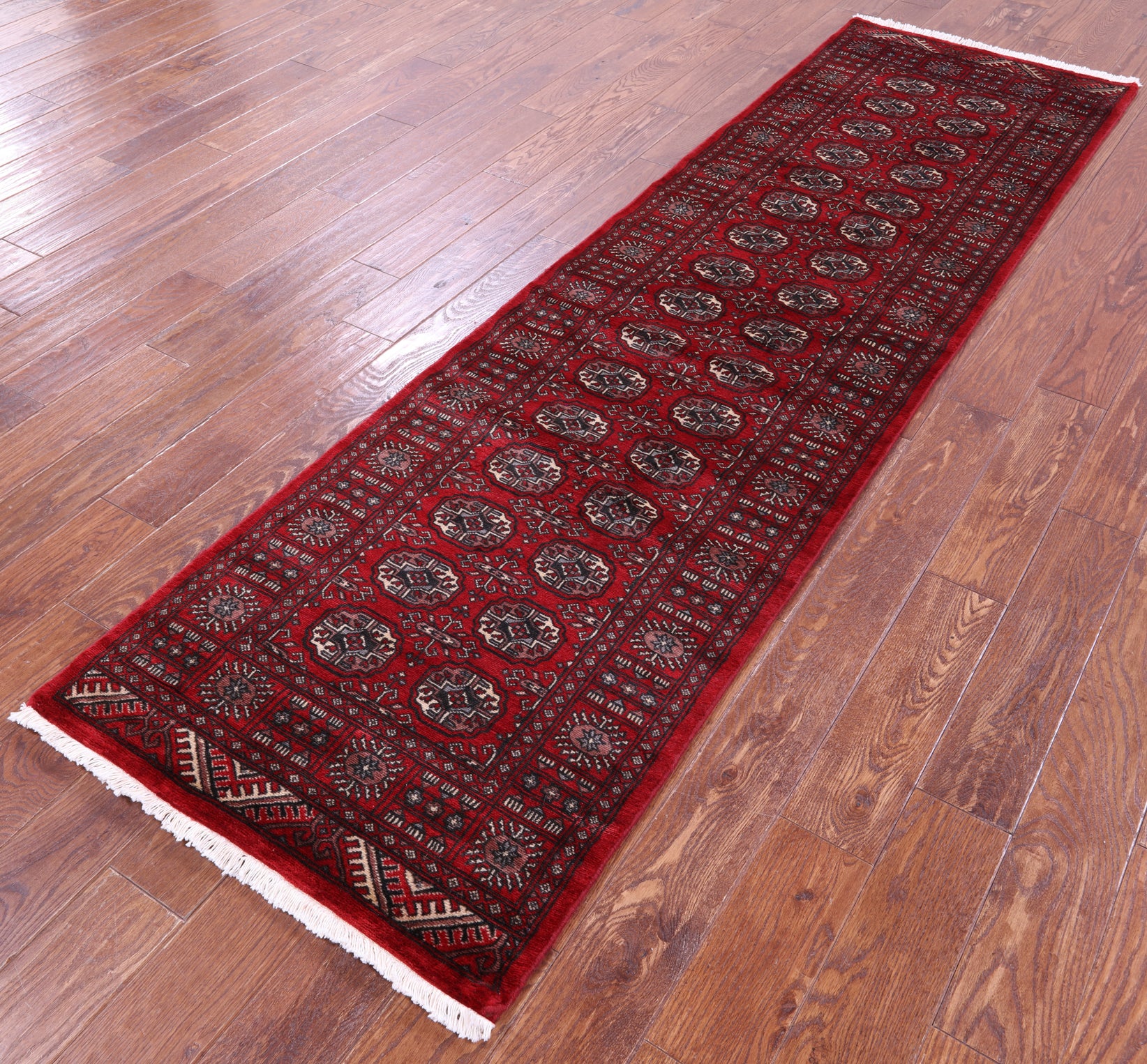 Red Bokhara Handmade Wool Runner Rug - 2' 6" X 9' 0"