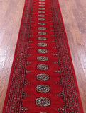 Red Bokhara Handmade Wool Runner Rug - 2' 7" X 12' 3"