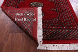 Red Bokhara Handmade Wool Runner Rug - 2' 7" X 12' 3"