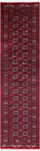 Red Bokhara Handmade Wool Runner Rug - 2' 6" X 9' 3"
