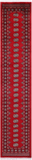 Red Bokhara Handmade Wool Runner Rug - 2' 7" X 13' 9"