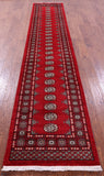 Red Bokhara Handmade Wool Runner Rug - 2' 7" X 13' 9"