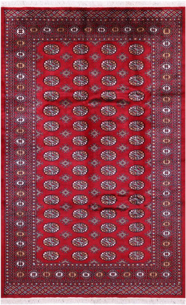 Red Bokhara Hand-Knotted Wool Rug - 5' 1" X 8' 0"