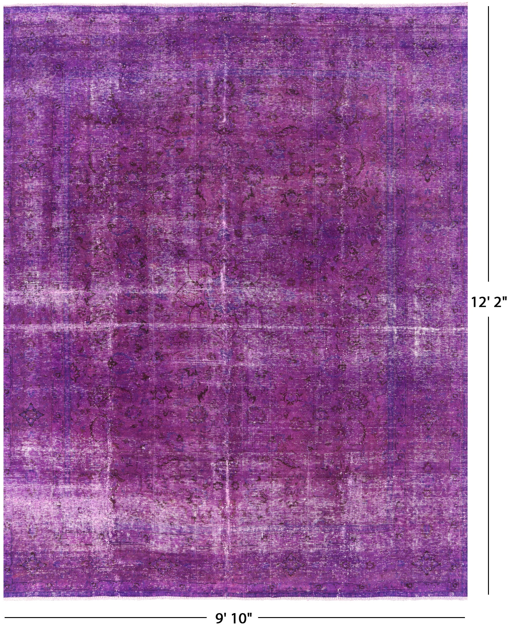 Purple Persian Overdyed Hand Knotted Wool Area Rug - 9' 10" X 12' 2" - Golden Nile