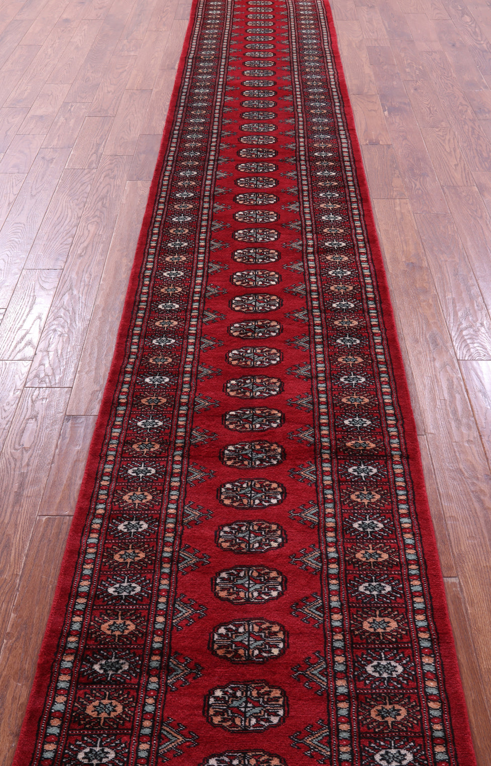 Red Bokhara Handmade Wool Runner Rug - 2' 7" X 20' 0"