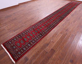 Red Bokhara Handmade Wool Runner Rug - 2' 7" X 20' 0"