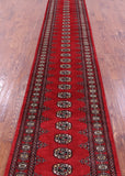 Red Bokhara Handmade Wool Runner Rug - 2' 6" X 13' 9"