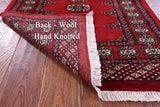 Red Bokhara Handmade Wool Runner Rug - 2' 6" X 13' 9"