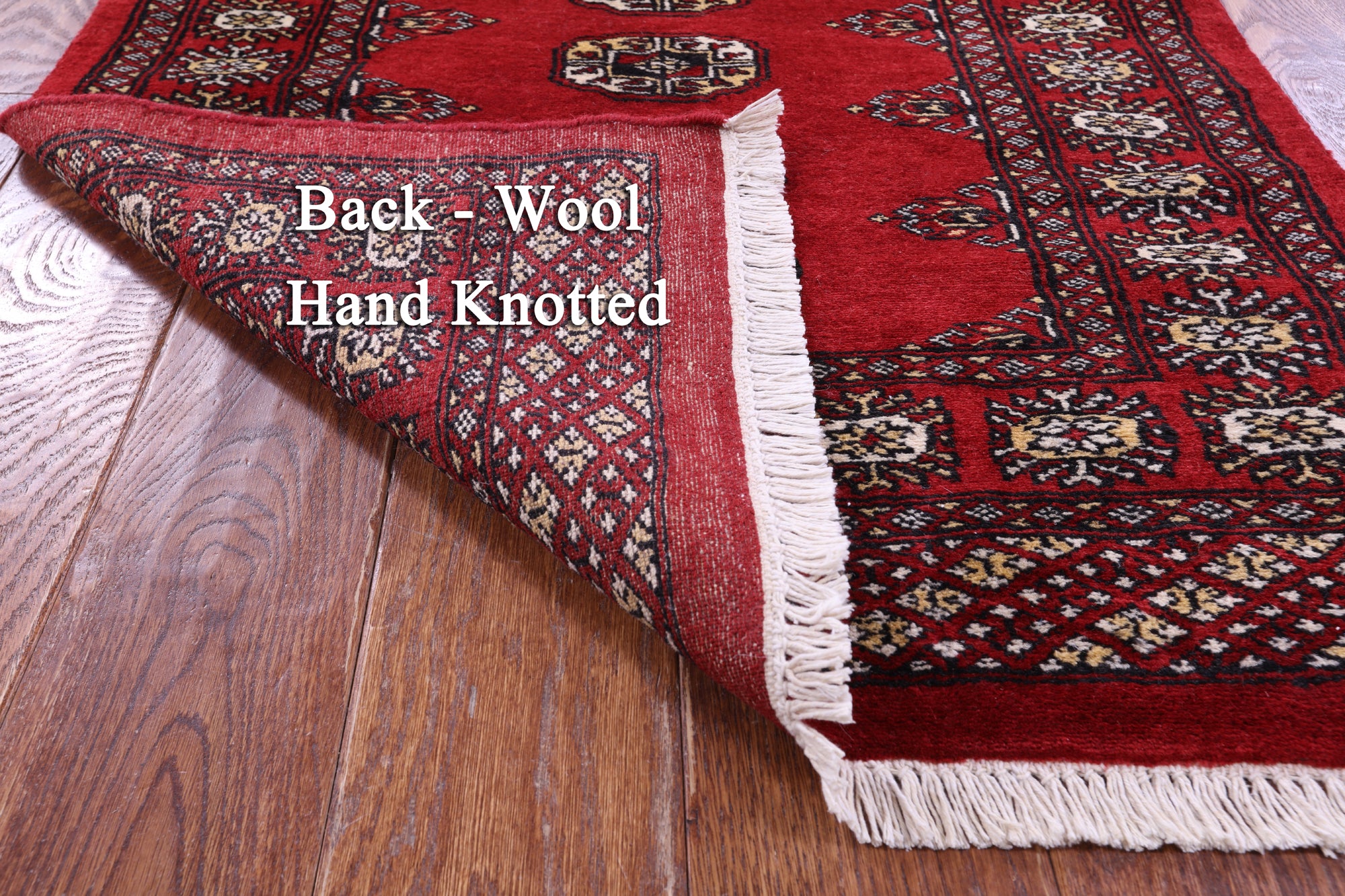 Red Bokhara Handmade Wool Runner Rug - 2' 6" X 13' 9"