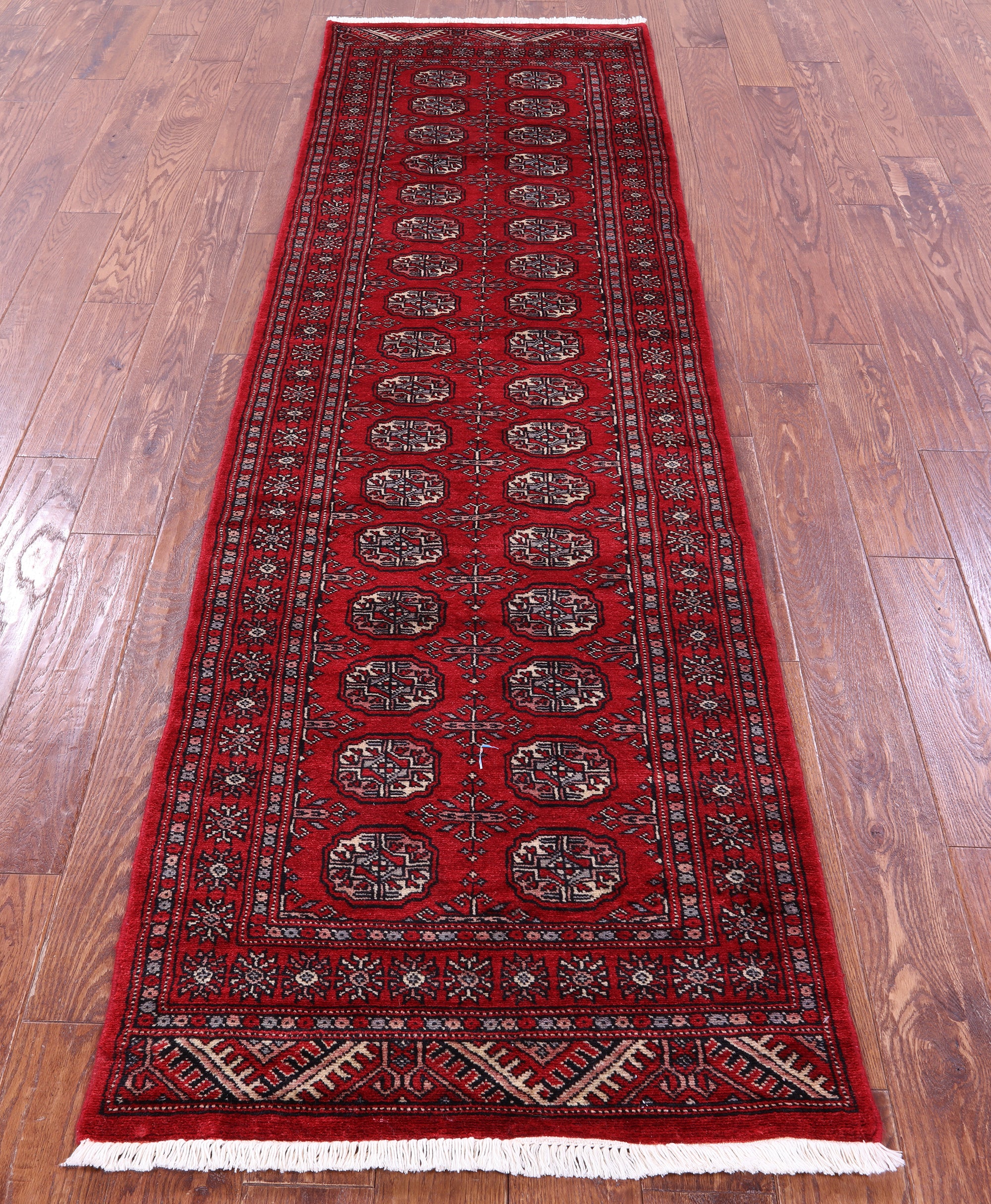 Red Bokhara Handmade Wool Runner Rug - 2' 7" X 9' 0"