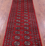 Red Bokhara Handmade Wool Runner Rug - 2' 7" X 9' 0"