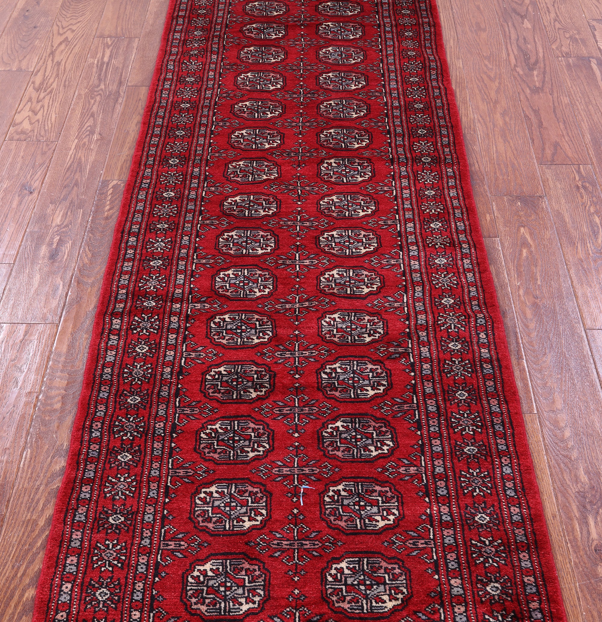 Red Bokhara Handmade Wool Runner Rug - 2' 7" X 9' 0"