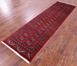 Red Bokhara Handmade Wool Runner Rug - 2' 7" X 9' 0"