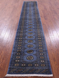 Blue Bokhara Handmade Wool Runner Rug - 2' 8" X 13' 6"