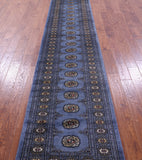 Blue Bokhara Handmade Wool Runner Rug - 2' 8" X 13' 6"