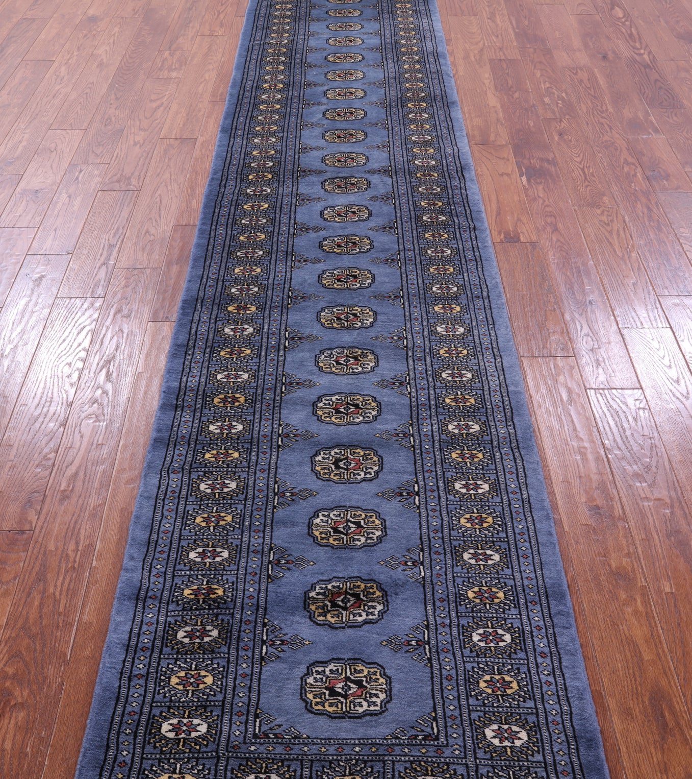 Blue Bokhara Handmade Wool Runner Rug - 2' 8" X 13' 6"