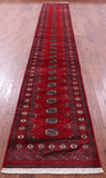 Red Bokhara Handmade Wool Runner Rug - 2' 7" X 16' 0"