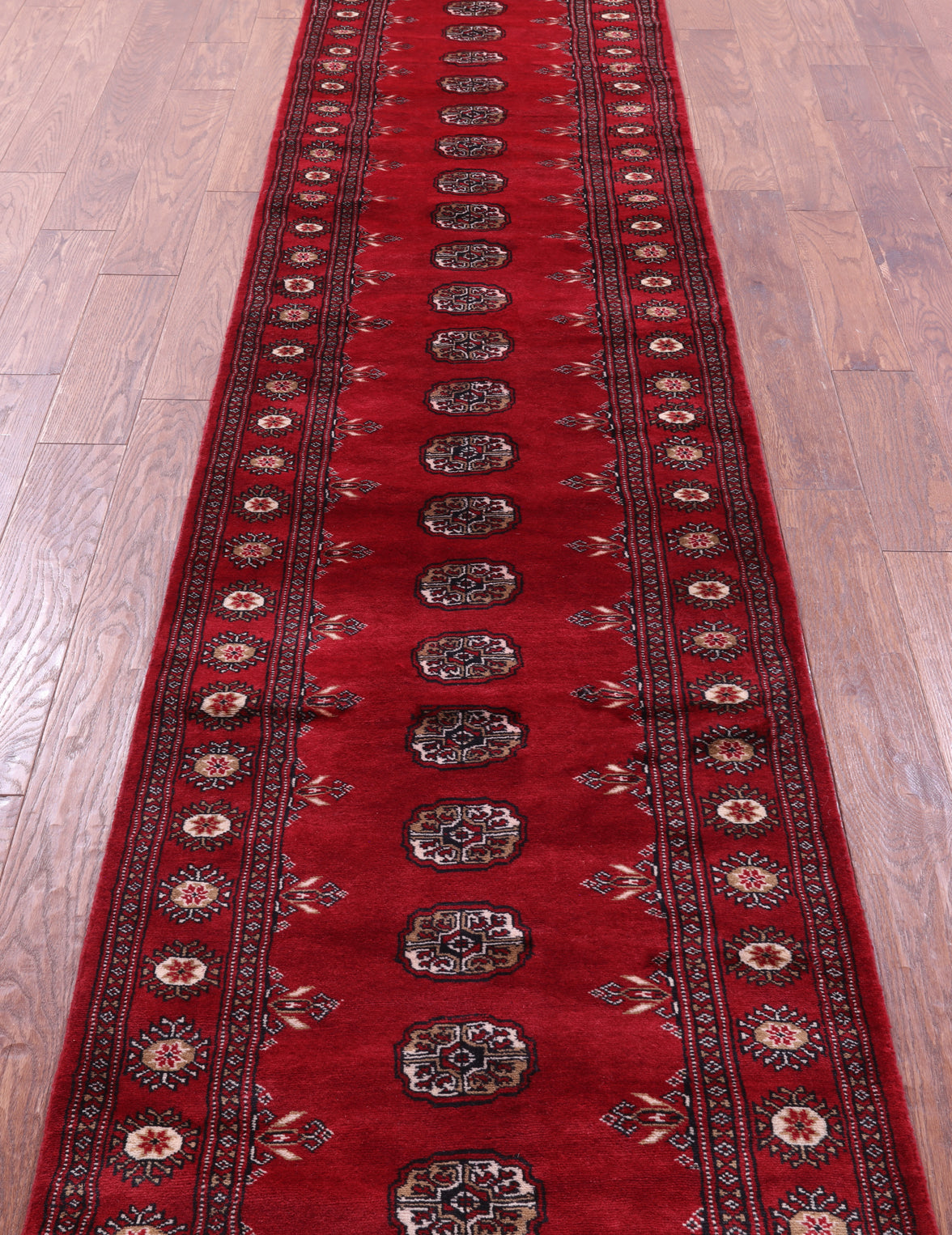 Red Bokhara Handmade Wool Runner Rug - 2' 7" X 16' 0"
