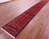 Red Bokhara Handmade Wool Runner Rug - 2' 7" X 16' 0"