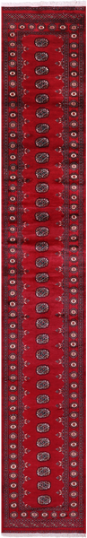 Red Bokhara Handmade Wool Runner Rug - 2' 7" X 16' 0"