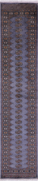Grey Bokhara Handmade Wool Runner Rug - 2' 7" X 12' 1"