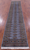 Grey Bokhara Handmade Wool Runner Rug - 2' 7" X 12' 1"