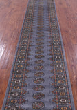 Grey Bokhara Handmade Wool Runner Rug - 2' 7" X 12' 1"