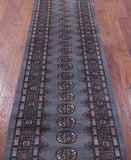 Grey Bokhara Handmade Wool Runner Rug - 2' 7" X 10' 1"