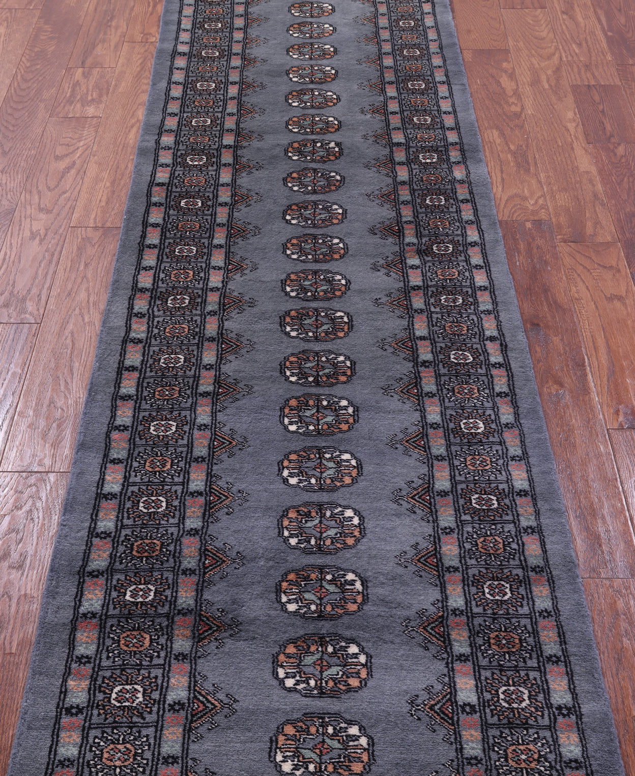 Grey Bokhara Handmade Wool Runner Rug - 2' 7" X 10' 1"