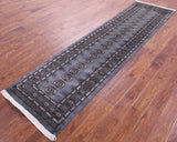 Grey Bokhara Handmade Wool Runner Rug - 2' 7" X 10' 1"